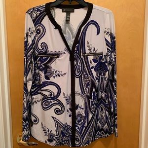 INC long sleeve blouse with zipper pockets. XL